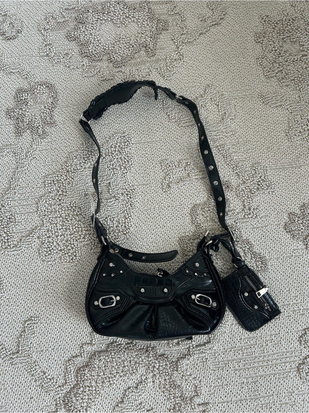 Black Studded Crossbody Shoulder Bag